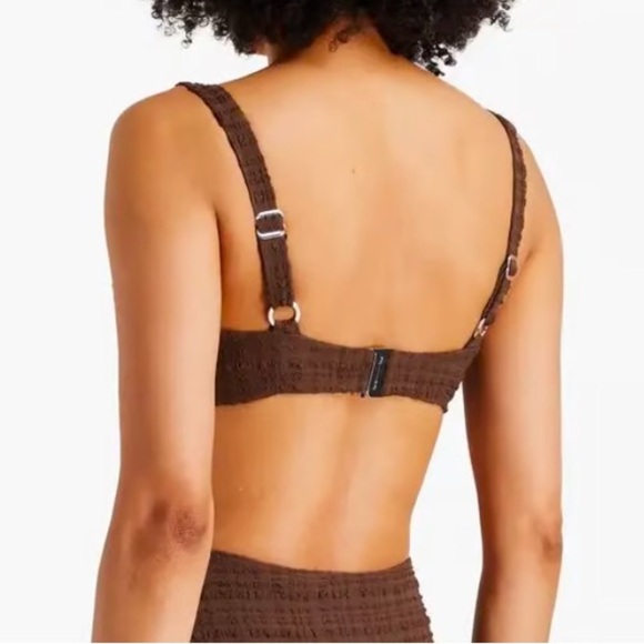 NWOT Form And Fold Seersucker Underwire The Crop Bikini Top Chocolate Brown 32D - Picture 3 of 13